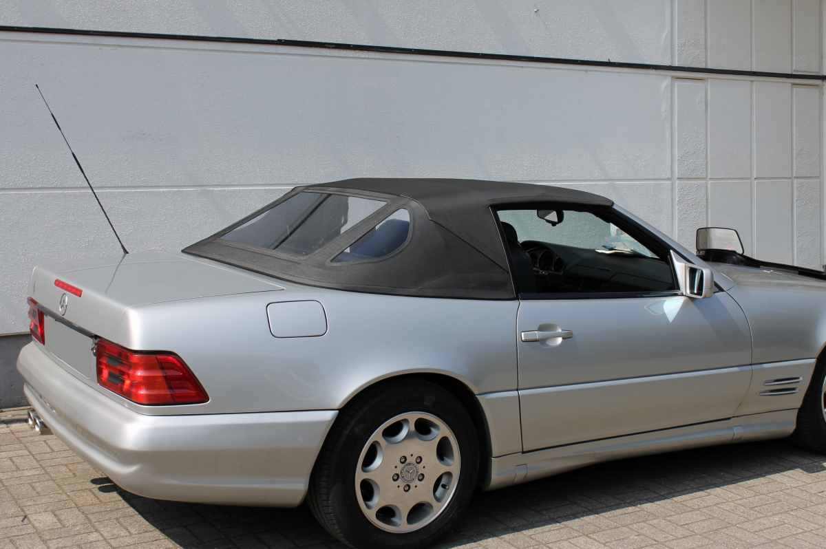 mercedes R129 Verdeck-schw convertible, auto, silber, alufelgen, Stoffdach
