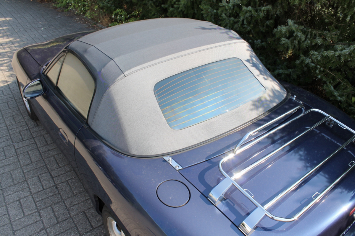 Mazda MX 5 Verdeck 1 teilig schwarz mit Glas-Fenster Cabrio, Auto, Weiche Top, Heckfenster, Blau