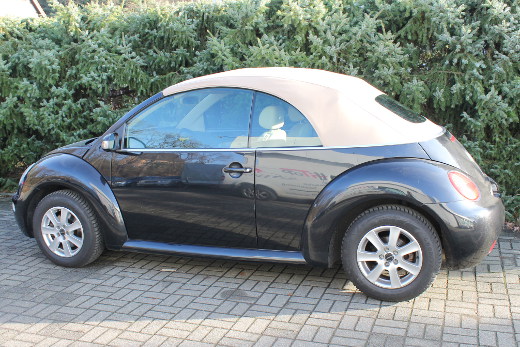 convertible, auto, schwarz, beigenes dach, zwei-türer