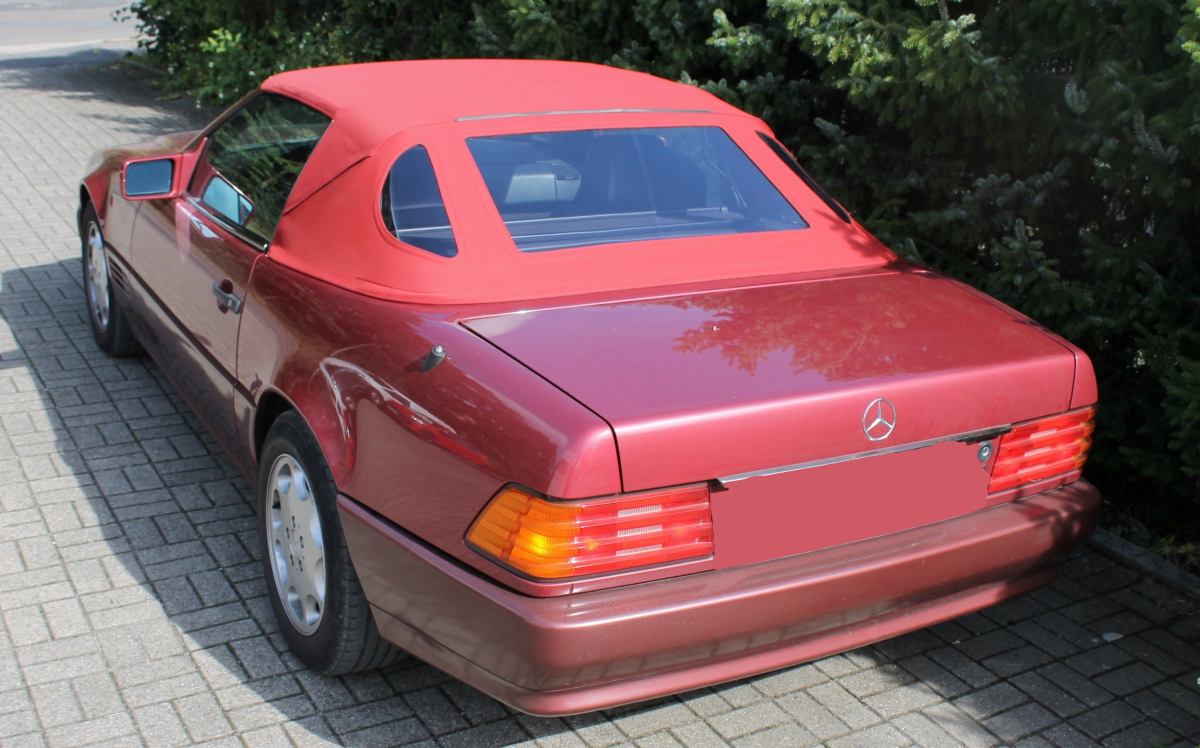 mercedes Cabrio R129 CabrioVerdeck convertible, Mercedes, rot, Auto, Rückansicht, Mercedes, Oldtimer, Convertible, Rotes Auto, Rückansicht
