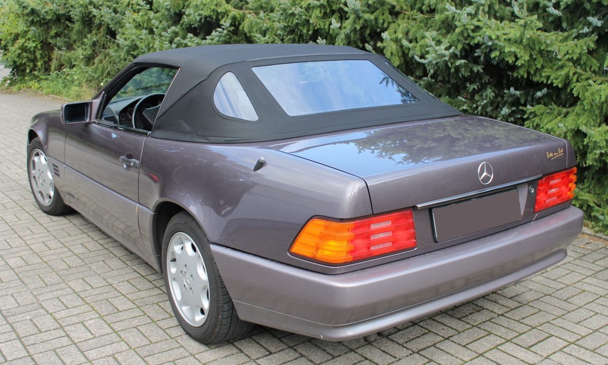 convertible, Mercedes, Rückansicht, lila-grau, Stoffverdeck, Mercedes, Roadster, Soft-top, Grey, Tail lights