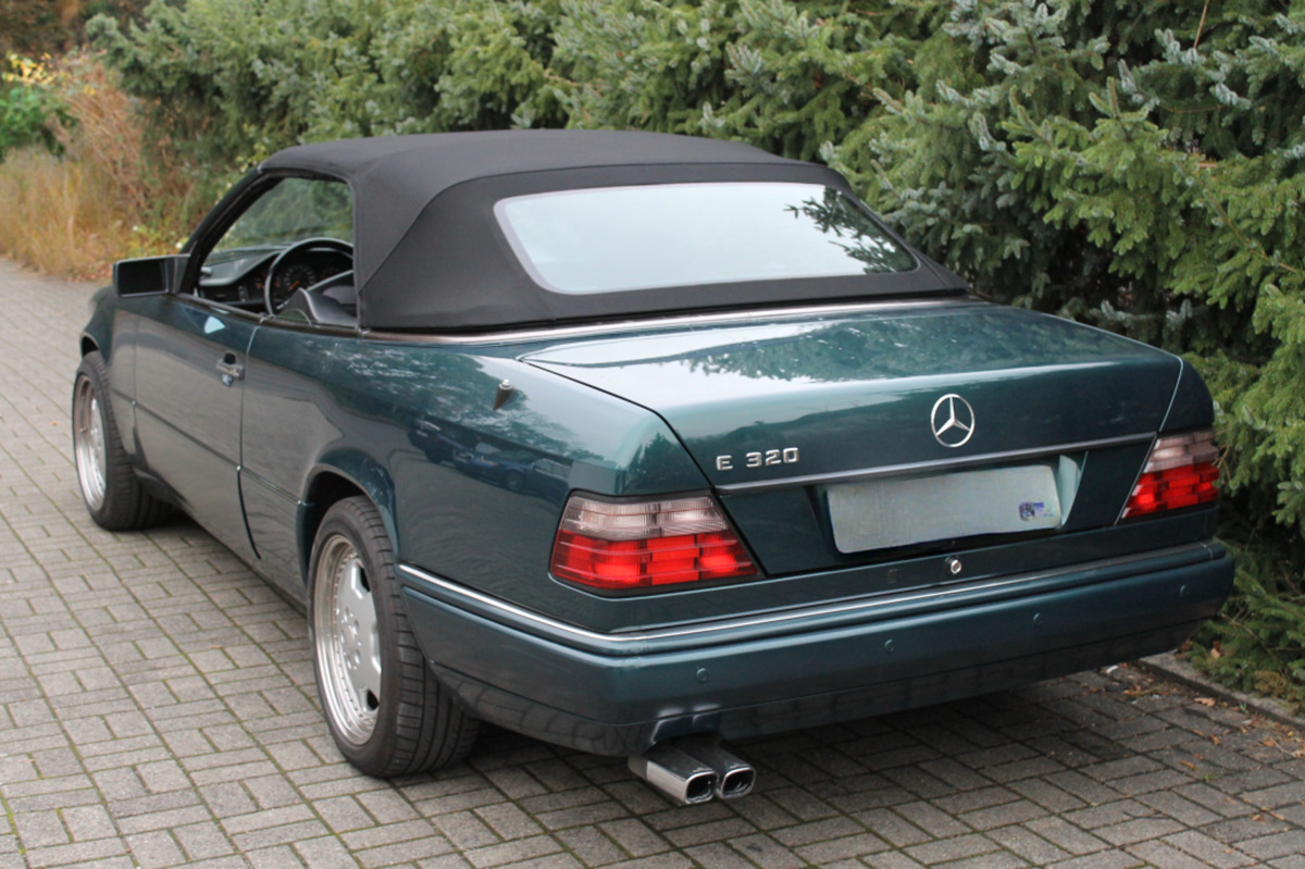 Mercedes E320, Cabrio, Grün, Verdeck, Doppelrohr-Auslass